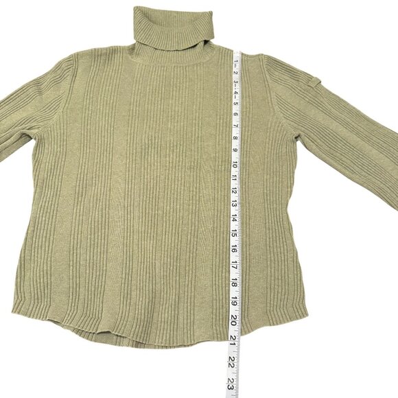 Tommy Hilfiger Sweater Women's Large Green Turtleneck Knit Long Sleeve Sweater - Picture 10 of 10